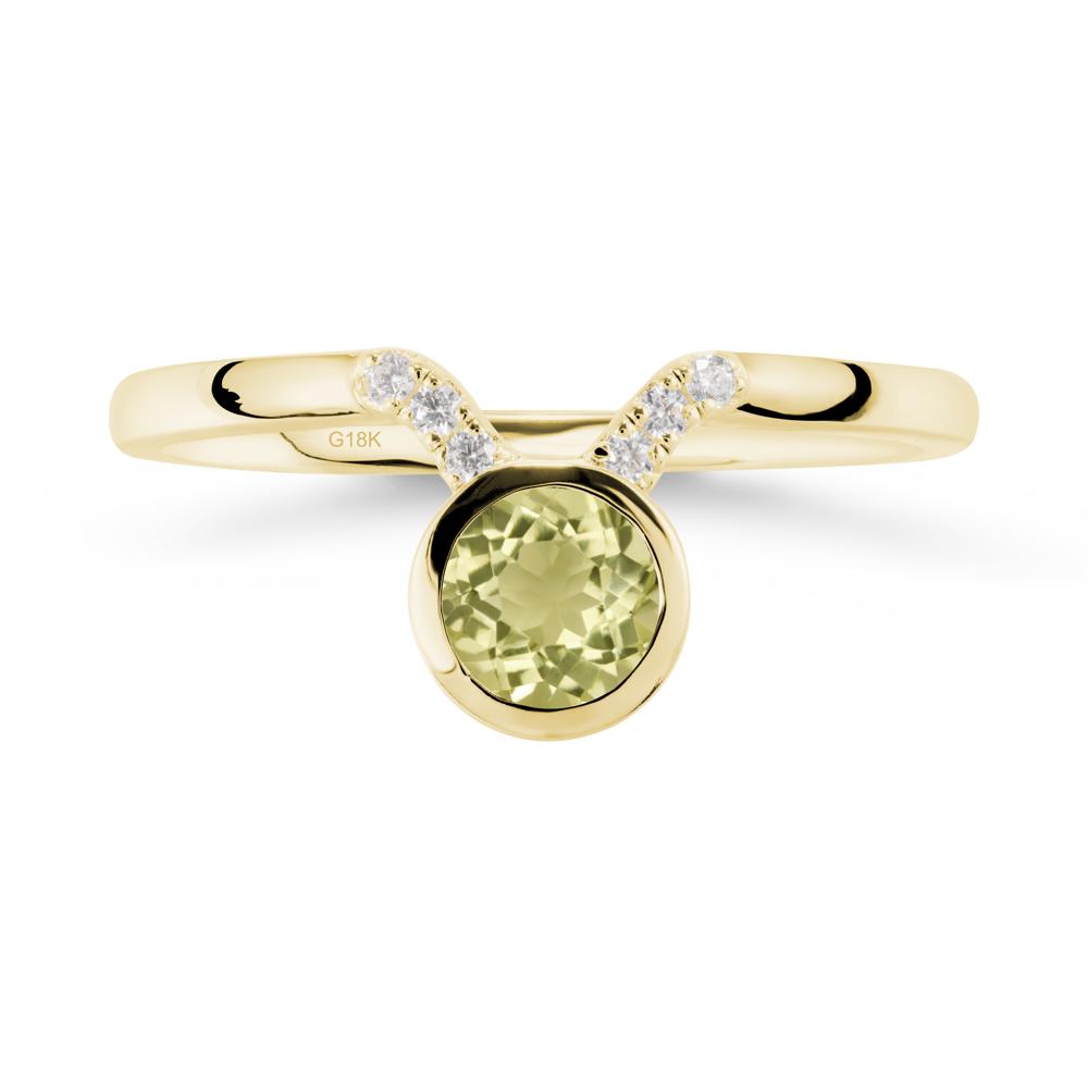 Round Lemon Quartz Taurus Zodiac Ring-Sensual & Loyal - LUO Jewelry #metal_18k yellow gold