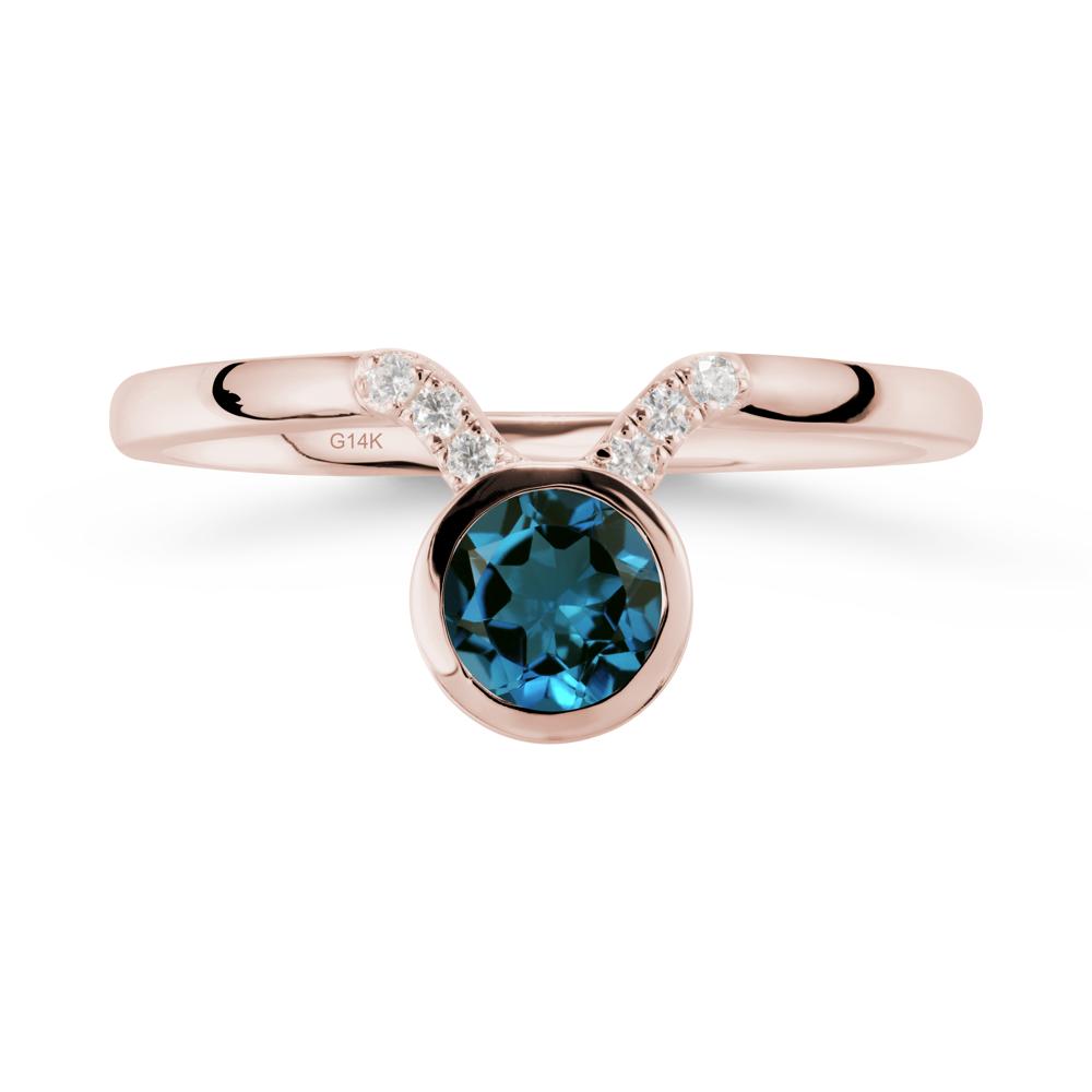 Taurus Zodiac London Blue Topaz Ring - LUO Jewelry #metal_14k rose gold
