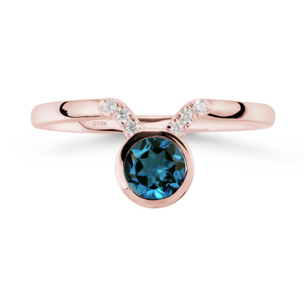 Taurus Zodiac London Blue Topaz Ring - LUO Jewelry #metal_18k rose gold