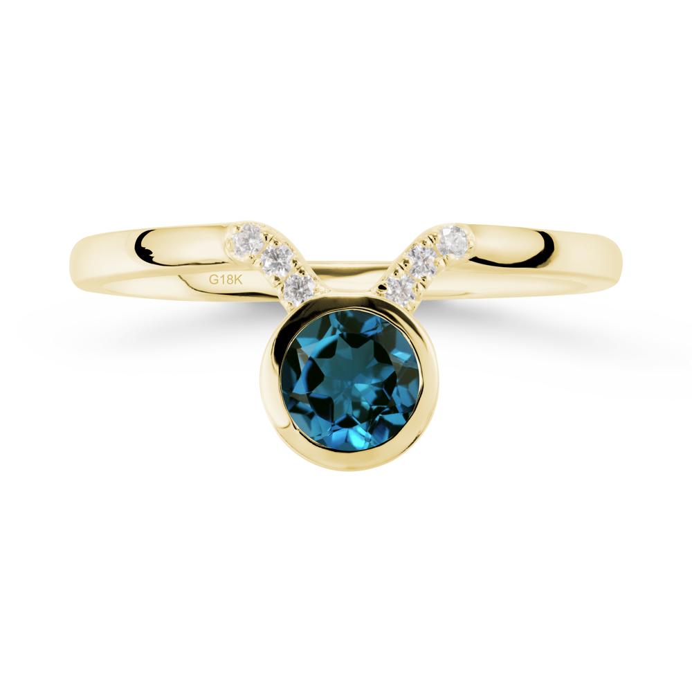 Taurus Zodiac London Blue Topaz Ring - LUO Jewelry #metal_18k yellow gold