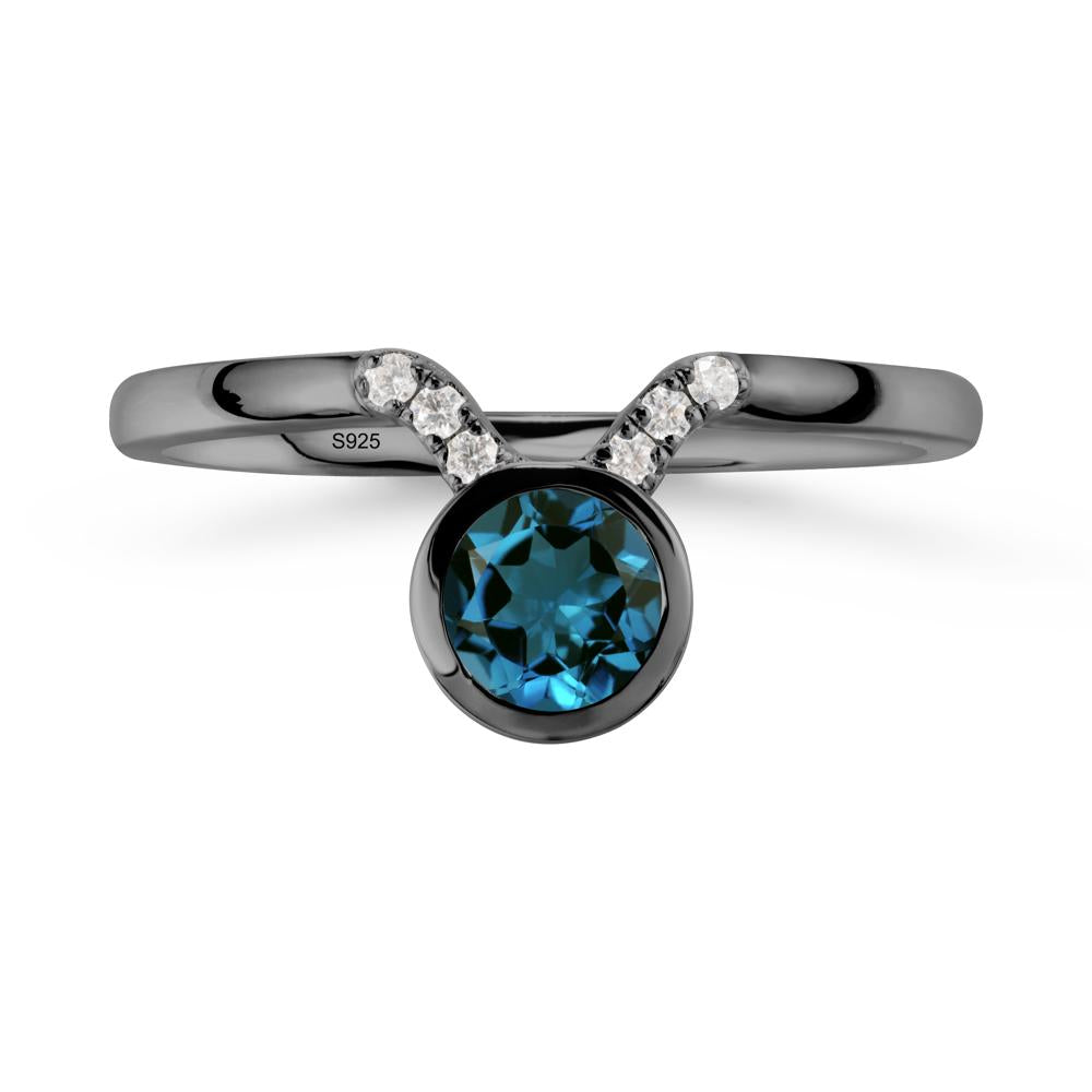 Taurus Zodiac London Blue Topaz Ring - LUO Jewelry #metal_black finish sterling silver