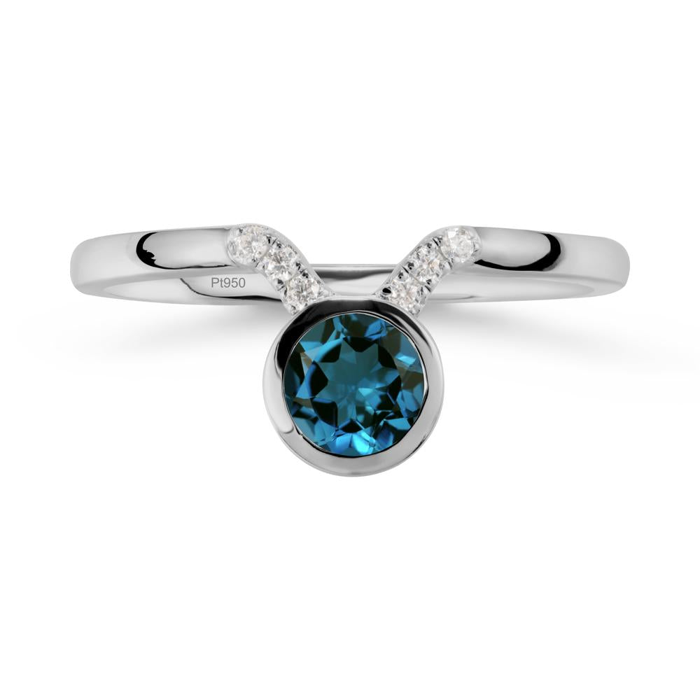 Taurus Zodiac London Blue Topaz Ring - LUO Jewelry #metal_platinum