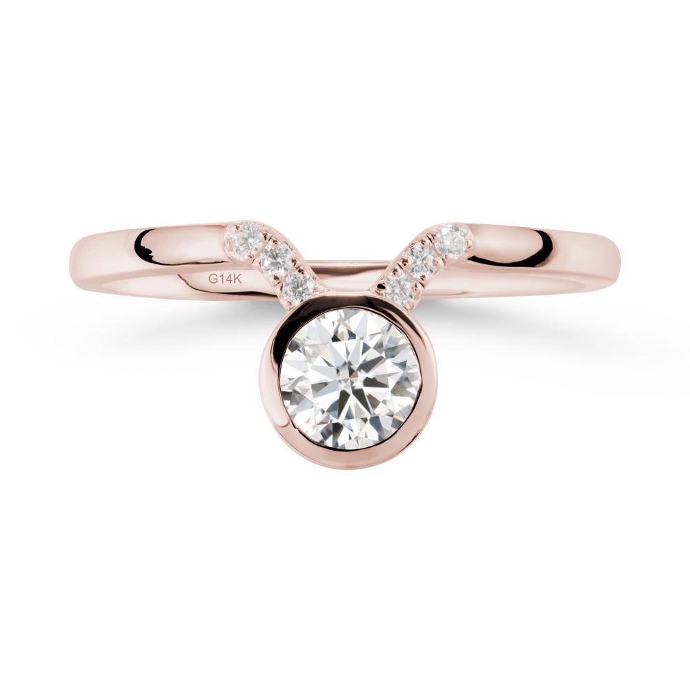 Round Moissanite Taurus Zodiac Ring-Sensual & Loyal - LUO Jewelry #metal_14k rose gold