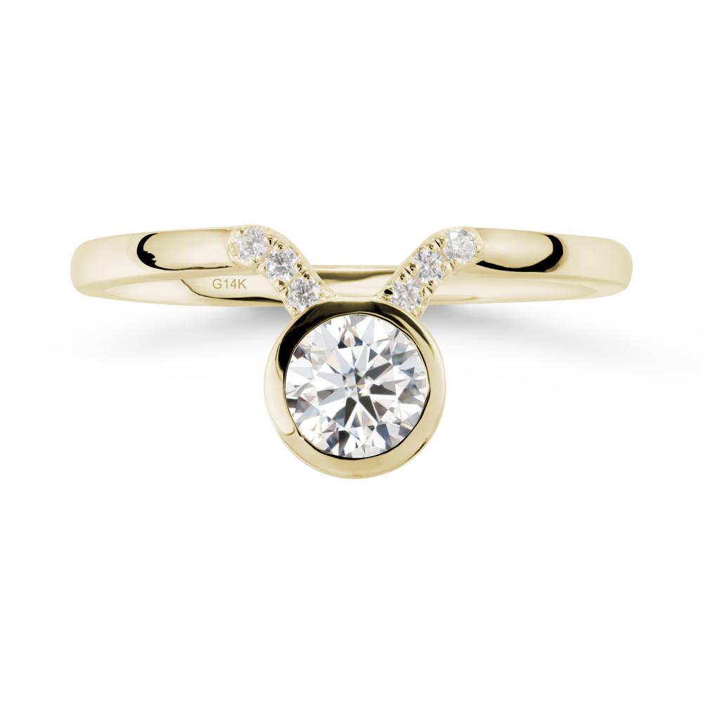 Round Moissanite Taurus Zodiac Ring-Sensual & Loyal - LUO Jewelry #metal_14k yellow gold
