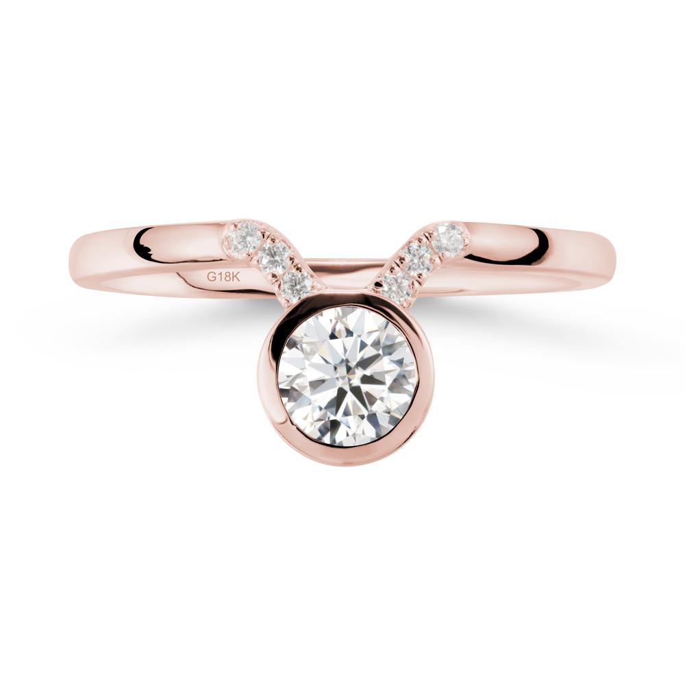 Round Moissanite Taurus Zodiac Ring-Sensual & Loyal - LUO Jewelry #metal_18k rose gold