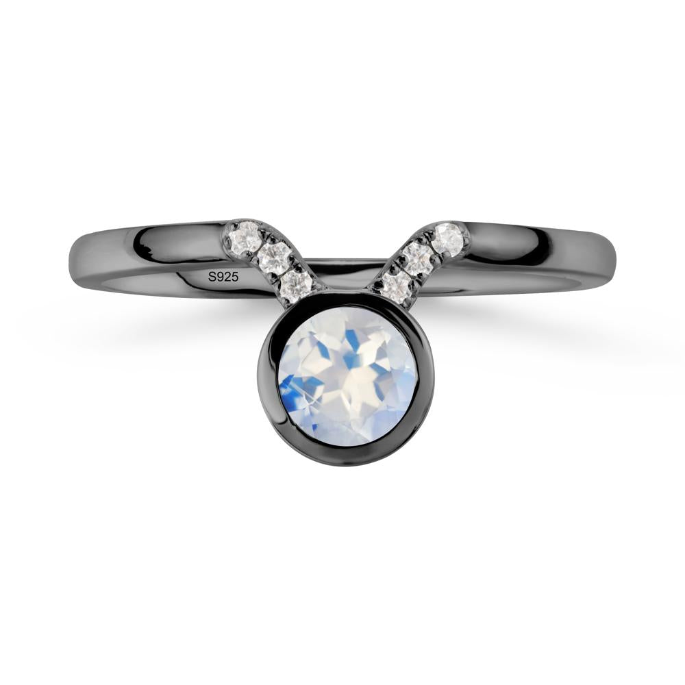 Taurus Zodiac Moonstone Ring - LUO Jewelry #metal_black finish sterling silver