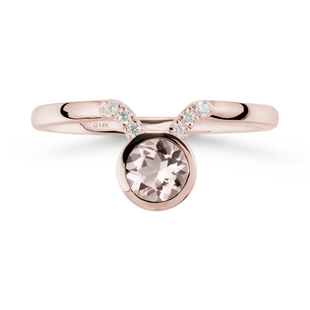 Round Morganite Taurus Zodiac Ring-Sensual & Loyal - LUO Jewelry #metal_14k rose gold