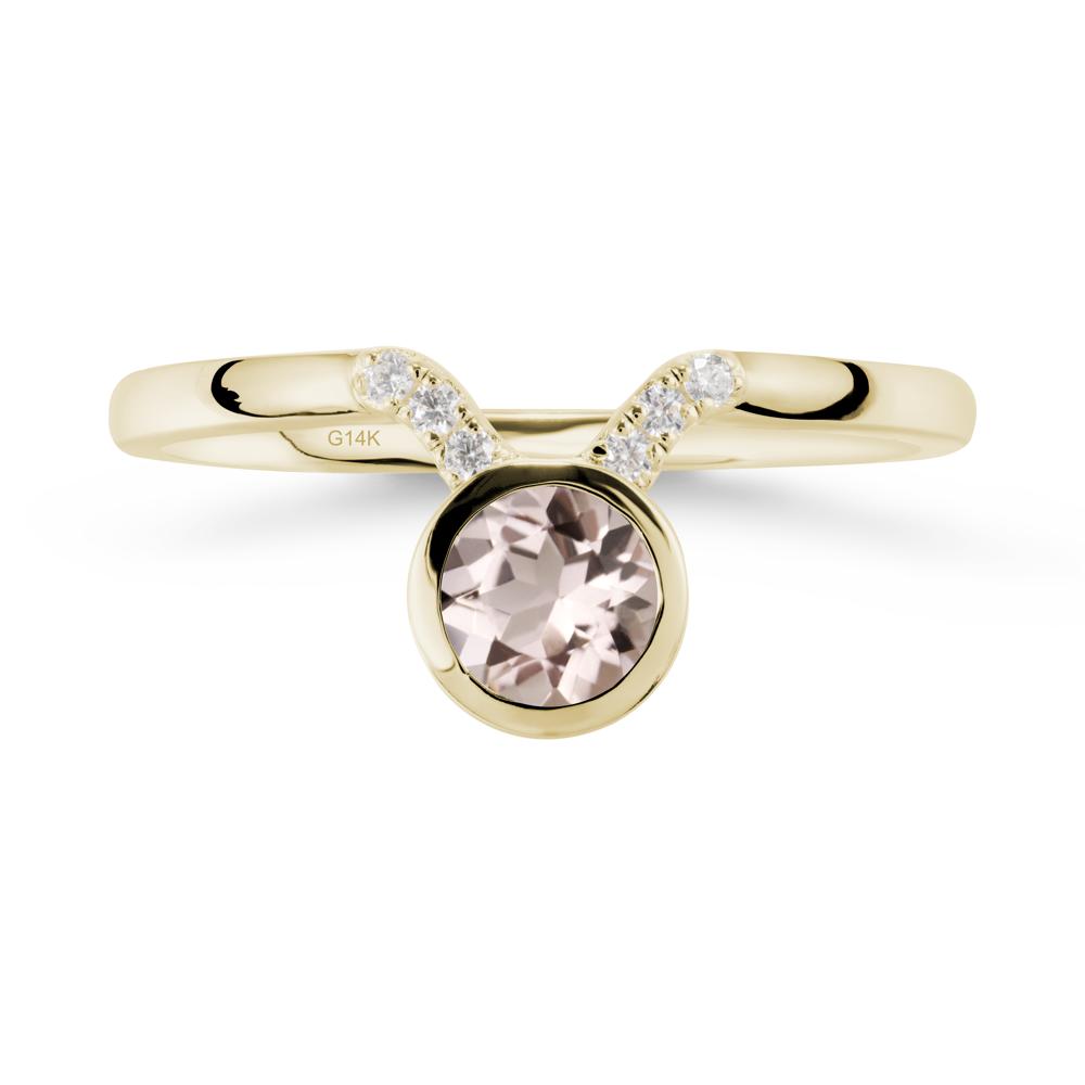 Round Morganite Taurus Zodiac Ring-Sensual & Loyal - LUO Jewelry #metal_14k yellow gold