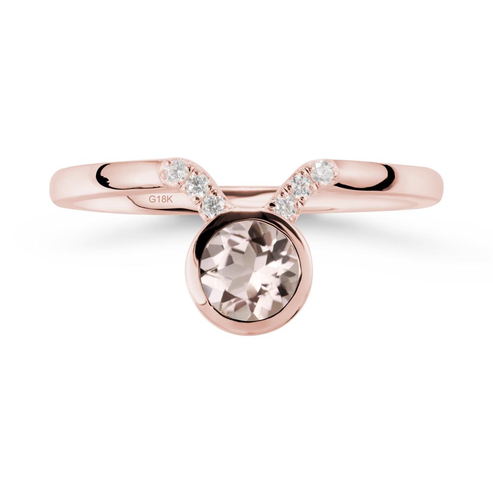 Round Morganite Taurus Zodiac Ring-Sensual & Loyal - LUO Jewelry #metal_18k rose gold