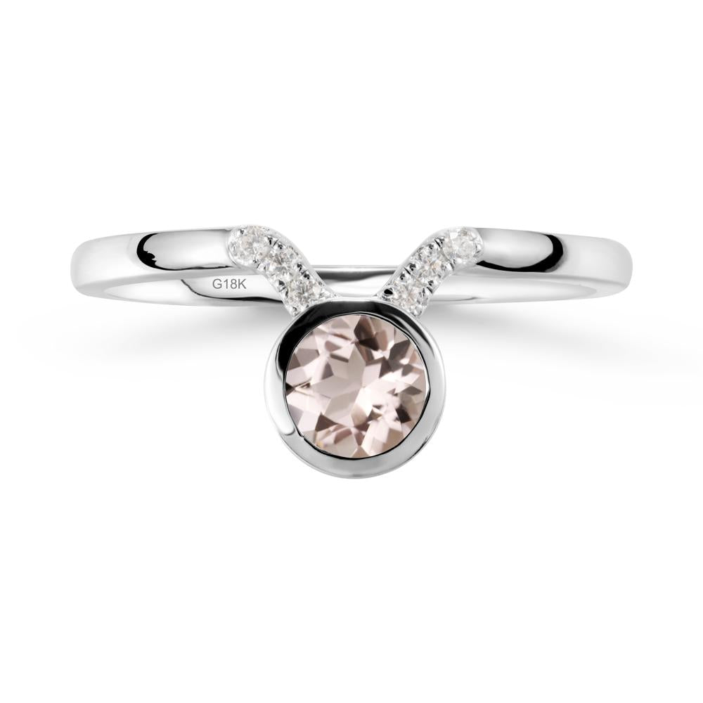 Round Morganite Taurus Zodiac Ring-Sensual & Loyal - LUO Jewelry #metal_18k white gold