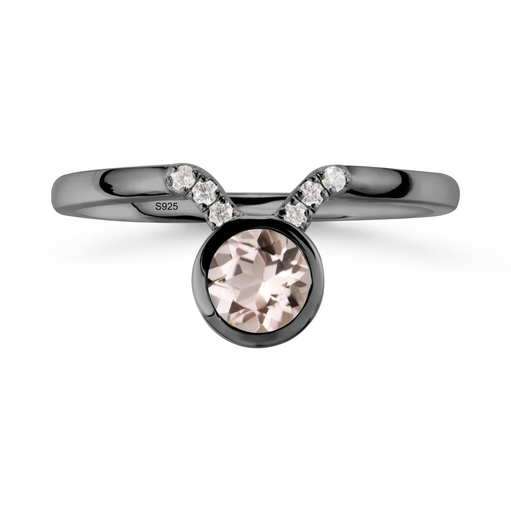 Round Morganite Taurus Zodiac Ring-Sensual & Loyal - LUO Jewelry #metal_black finish sterling silver