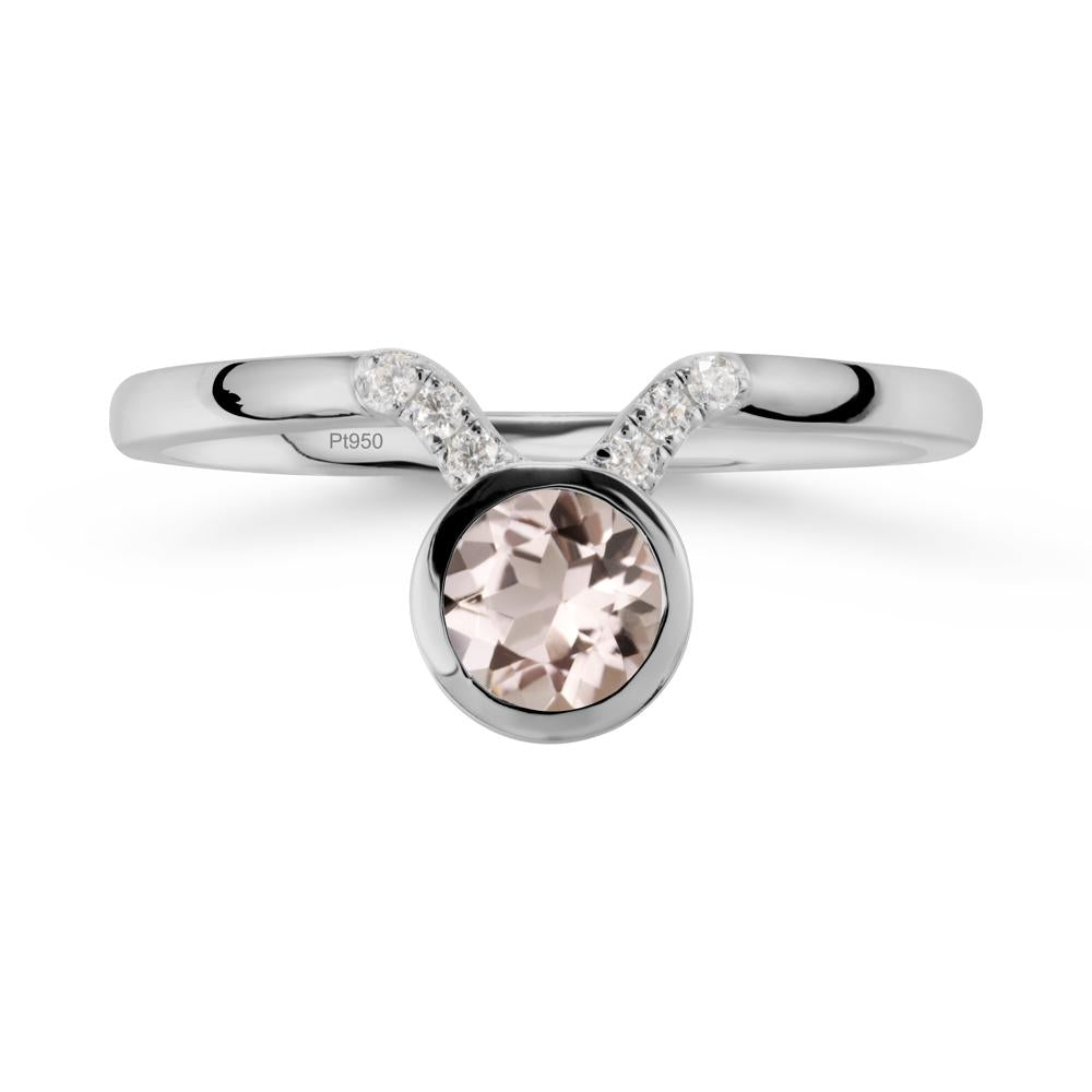 Round Morganite Taurus Zodiac Ring-Sensual & Loyal - LUO Jewelry #metal_platinum