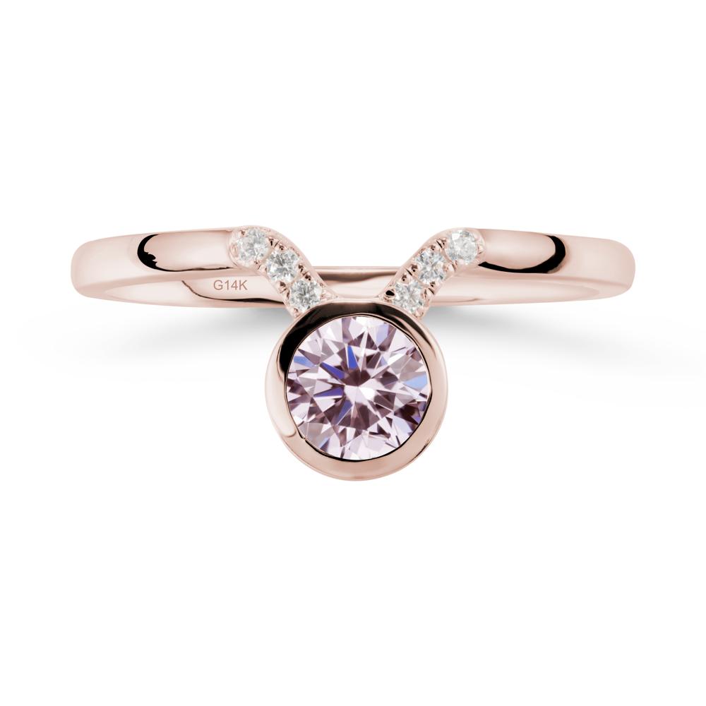 Round Pink Cubic Zirconia Taurus Zodiac Ring-Sensual & Loyal - LUO Jewelry #metal_14k rose gold