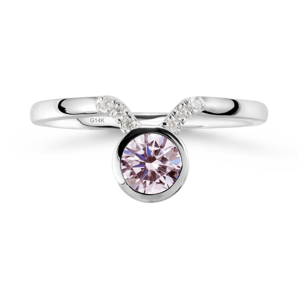 Round Pink Cubic Zirconia Taurus Zodiac Ring-Sensual & Loyal - LUO Jewelry #metal_14k white gold