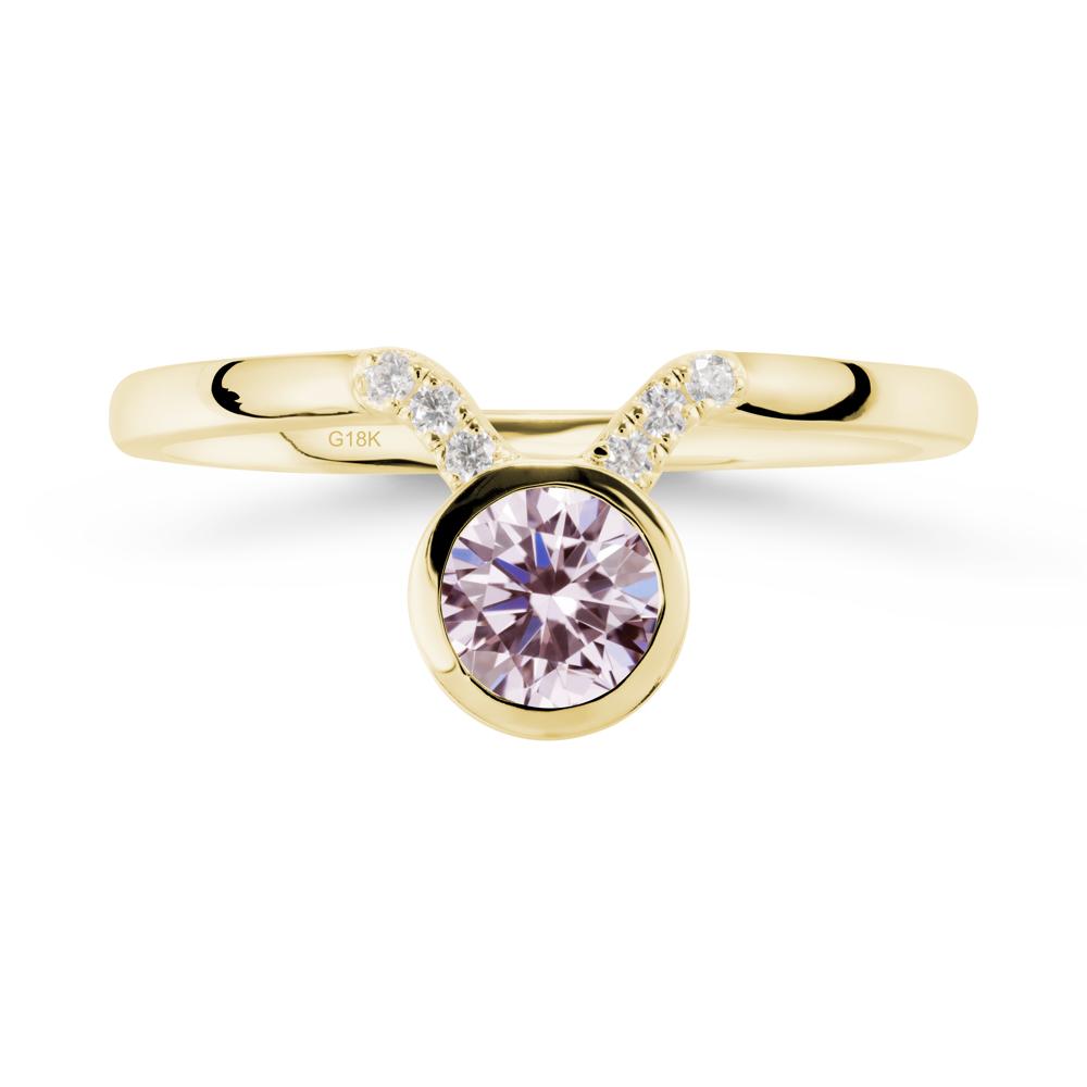 Round Pink Cubic Zirconia Taurus Zodiac Ring-Sensual & Loyal - LUO Jewelry #metal_18k yellow gold