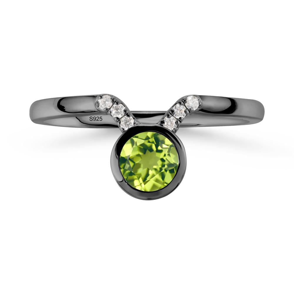 Taurus Zodiac Peridot Ring - LUO Jewelry #metal_black finish sterling silver