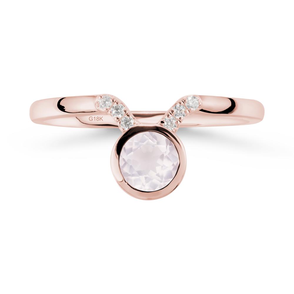 Round Rose Quartz Taurus Zodiac Ring-Sensual & Loyal - LUO Jewelry #metal_18k rose gold