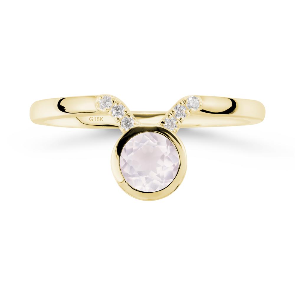 Round Rose Quartz Taurus Zodiac Ring-Sensual & Loyal - LUO Jewelry #metal_18k yellow gold