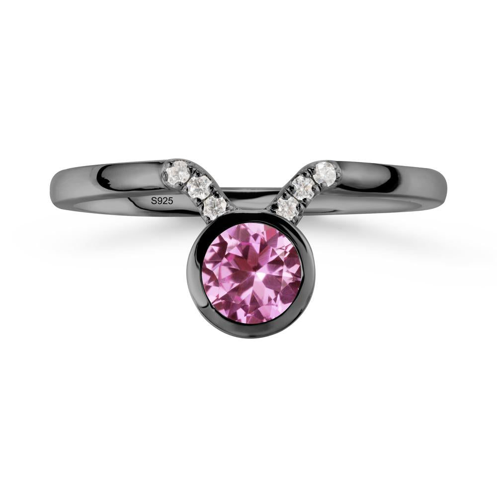 Taurus Zodiac Pink Sapphire Ring - LUO Jewelry #metal_black finish sterling silver
