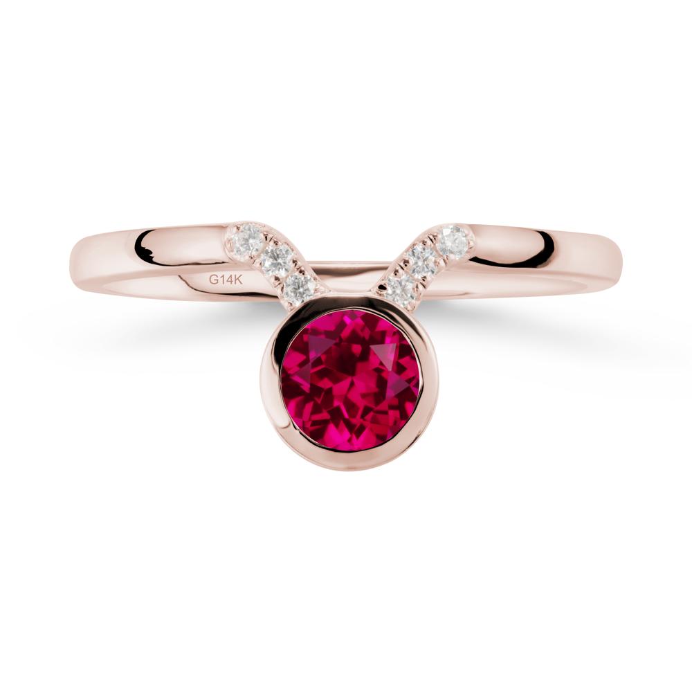Round Ruby Taurus Zodiac Ring-Sensual & Loyal - LUO Jewelry #metal_14k rose gold