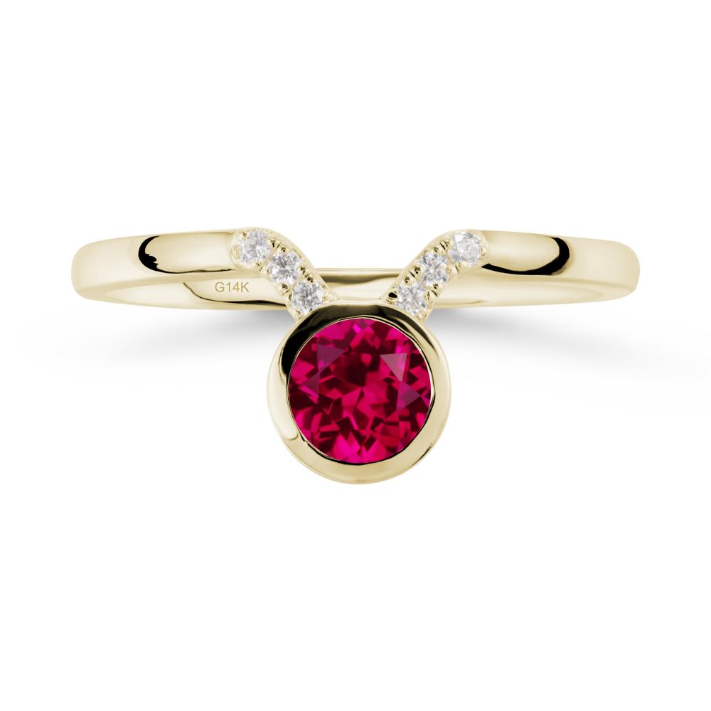 Round Ruby Taurus Zodiac Ring-Sensual & Loyal - LUO Jewelry #metal_14k yellow gold