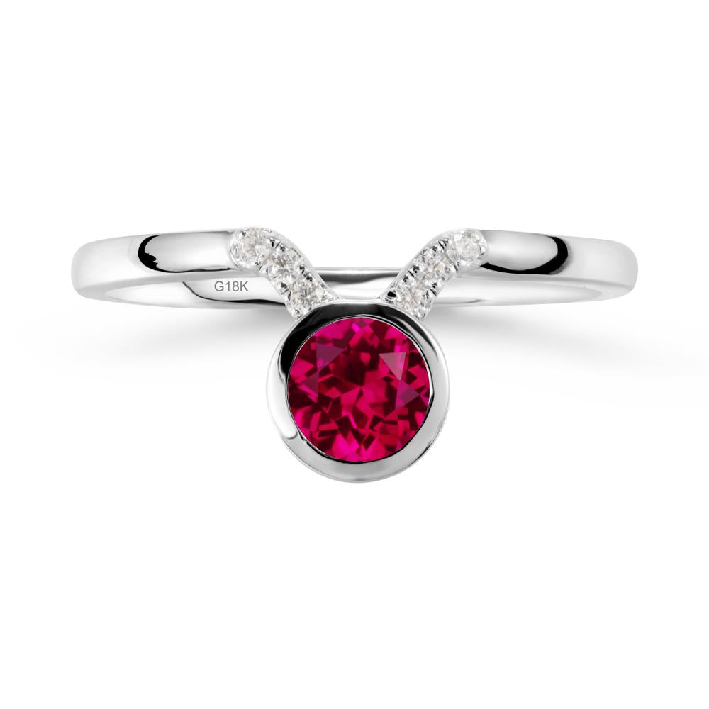 Round Ruby Taurus Zodiac Ring-Sensual & Loyal - LUO Jewelry #metal_18k white gold