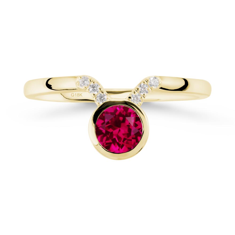Round Ruby Taurus Zodiac Ring-Sensual & Loyal - LUO Jewelry #metal_18k yellow gold