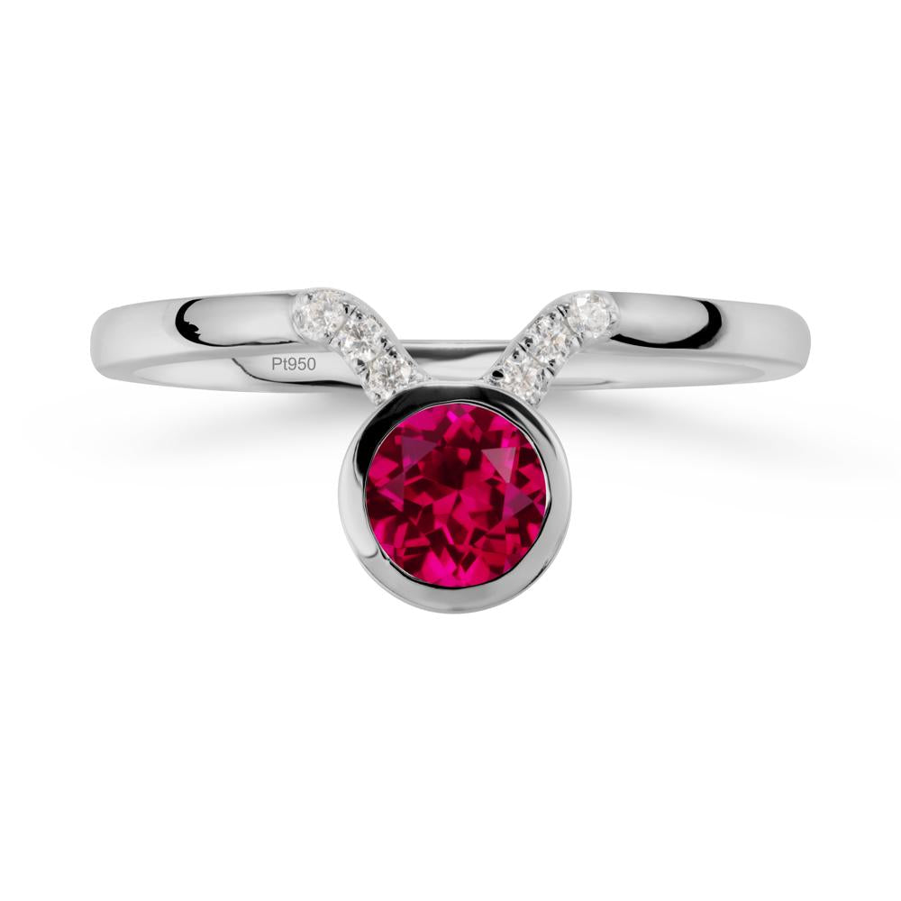 Round Ruby Taurus Zodiac Ring-Sensual & Loyal - LUO Jewelry #metal_platinum