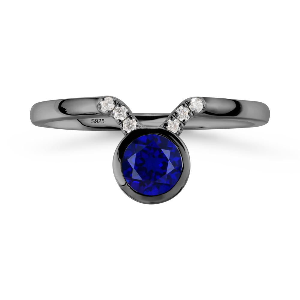 Taurus Zodiac Sapphire Ring - LUO Jewelry #metal_black finish sterling silver
