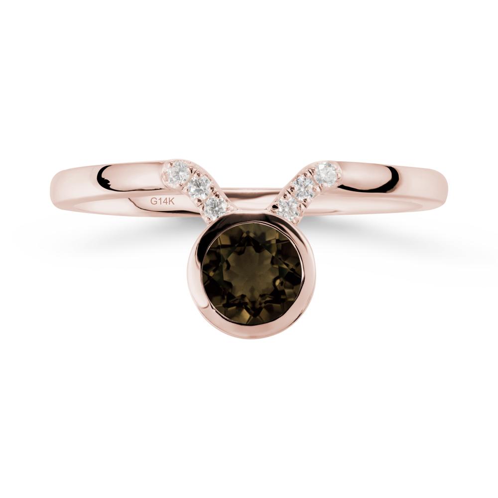 Round Smoky Quartz Taurus Zodiac Ring-Sensual & Loyal - LUO Jewelry #metal_14k rose gold