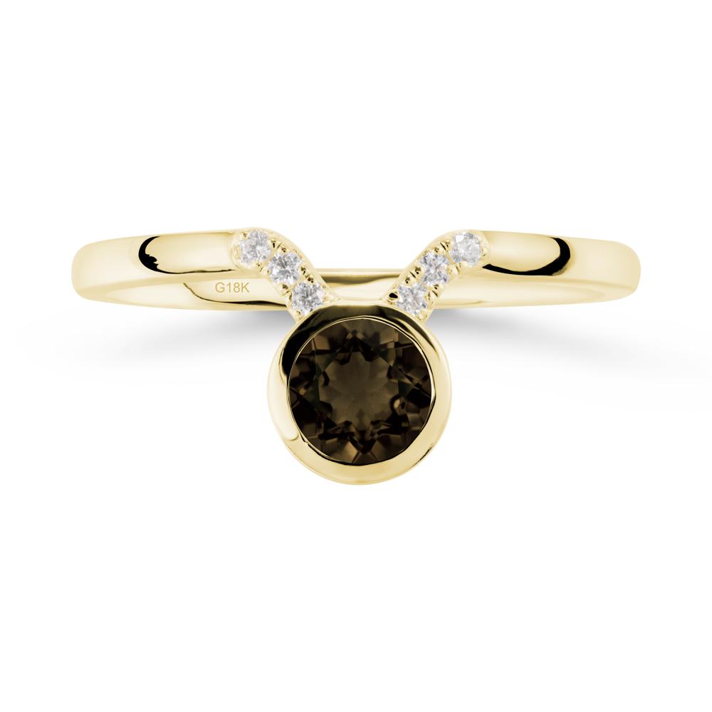 Round Smoky Quartz Taurus Zodiac Ring-Sensual & Loyal - LUO Jewelry #metal_18k yellow gold