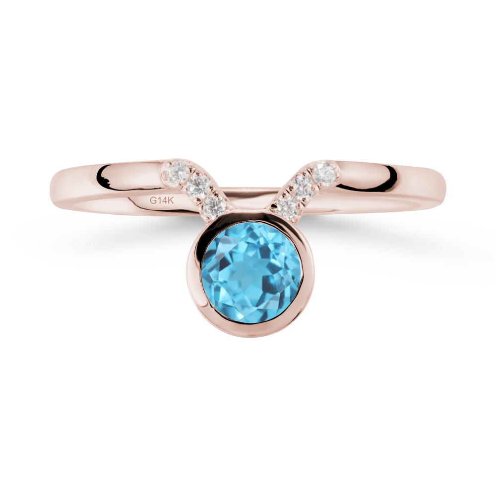 Taurus Zodiac Swiss Blue Topaz Ring - LUO Jewelry #metal_14k rose gold