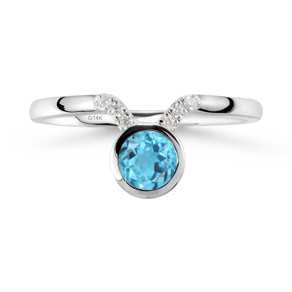 Taurus Zodiac Swiss Blue Topaz Ring - LUO Jewelry #metal_14k white gold