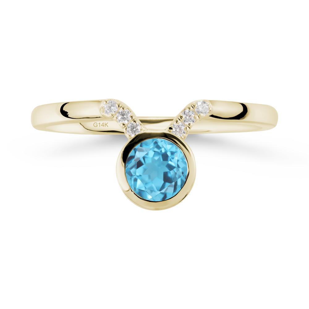 Taurus Zodiac Swiss Blue Topaz Ring - LUO Jewelry #metal_14k yellow gold