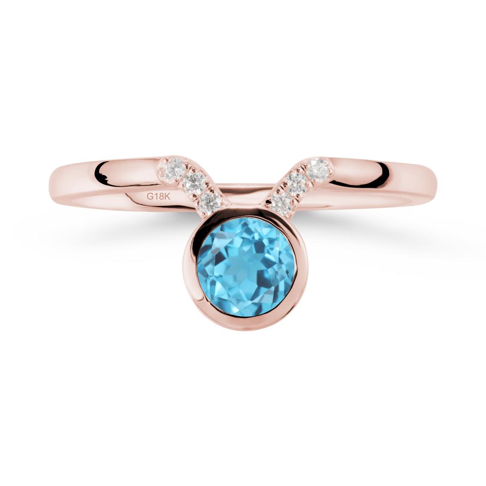Taurus Zodiac Swiss Blue Topaz Ring - LUO Jewelry #metal_18k rose gold