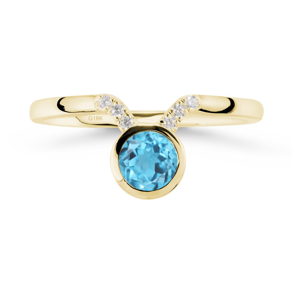 Taurus Zodiac Swiss Blue Topaz Ring - LUO Jewelry #metal_18k yellow gold