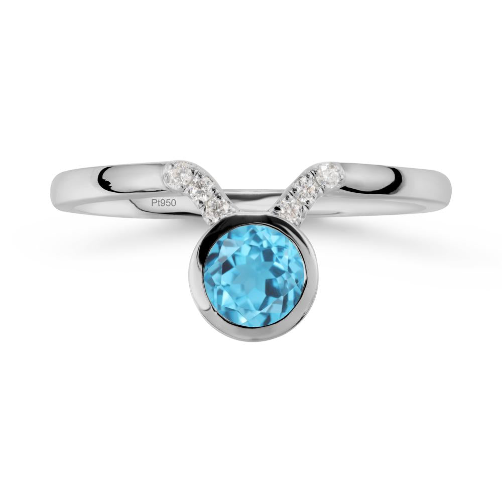 Taurus Zodiac Swiss Blue Topaz Ring - LUO Jewelry #metal_platinum