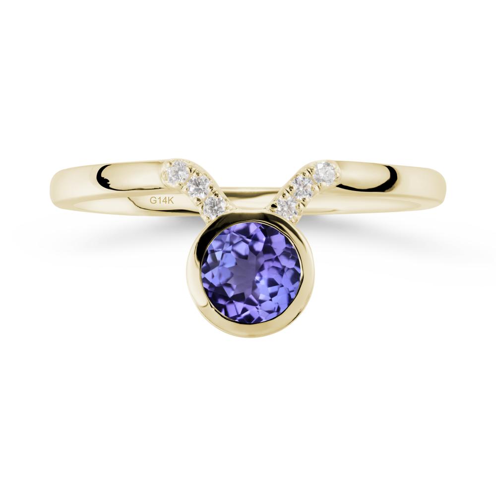 Round Tanzanite Taurus Zodiac Ring-Sensual & Loyal - LUO Jewelry #metal_14k yellow gold