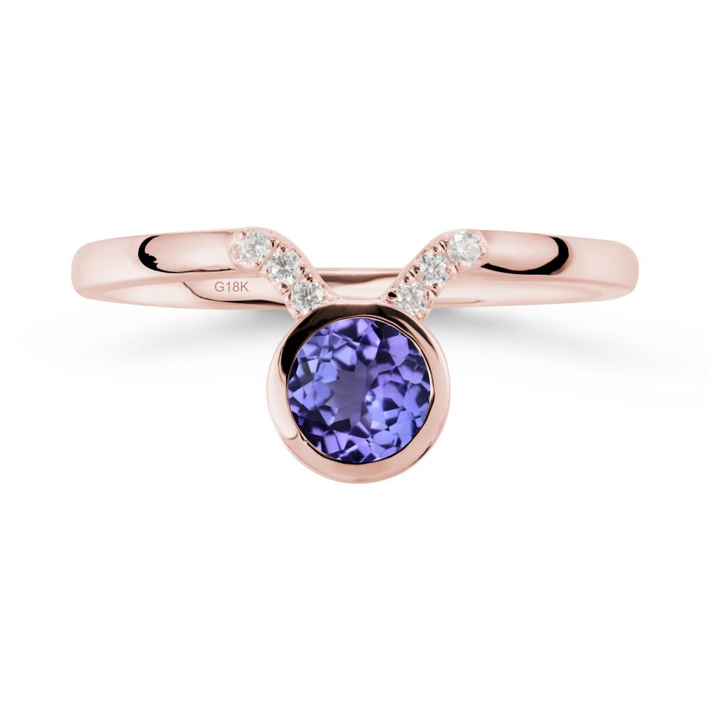Round Tanzanite Taurus Zodiac Ring-Sensual & Loyal - LUO Jewelry #metal_18k rose gold