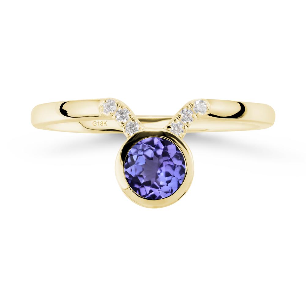 Round Tanzanite Taurus Zodiac Ring-Sensual & Loyal - LUO Jewelry #metal_18k yellow gold