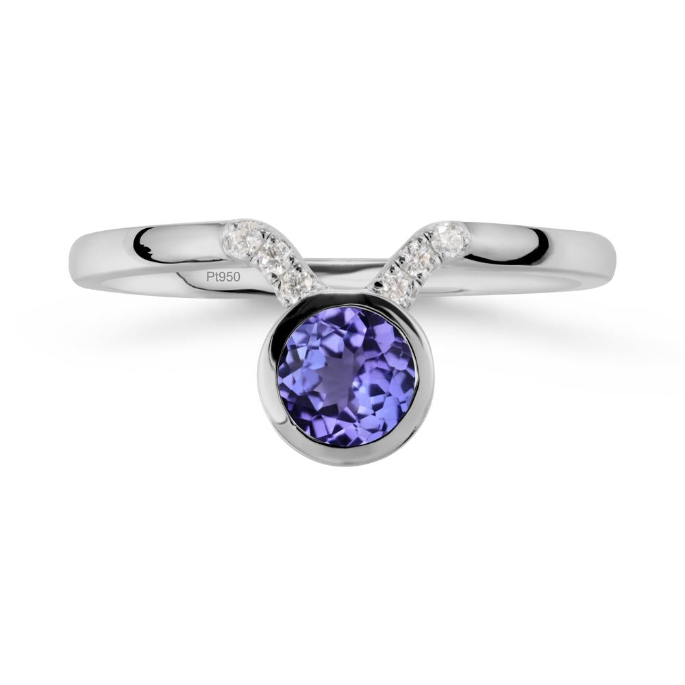 Round Tanzanite Taurus Zodiac Ring-Sensual & Loyal - LUO Jewelry #metal_platinum