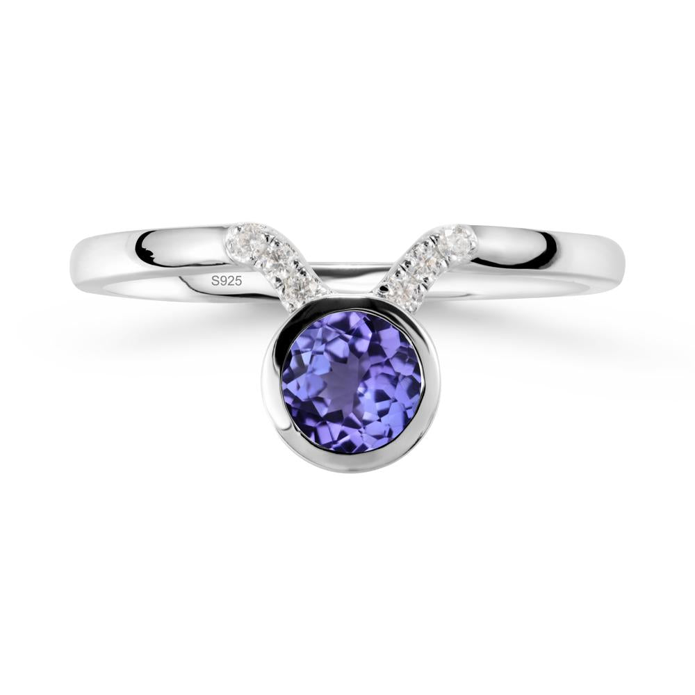 Round Tanzanite Taurus Zodiac Ring-Sensual & Loyal - LUO Jewelry #metal_sterling silver