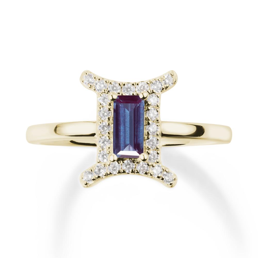 Alexandrite Gemini Zodiac Halo Ring-Kind & Curious - LUO Jewelry #metal_14k yellow gold