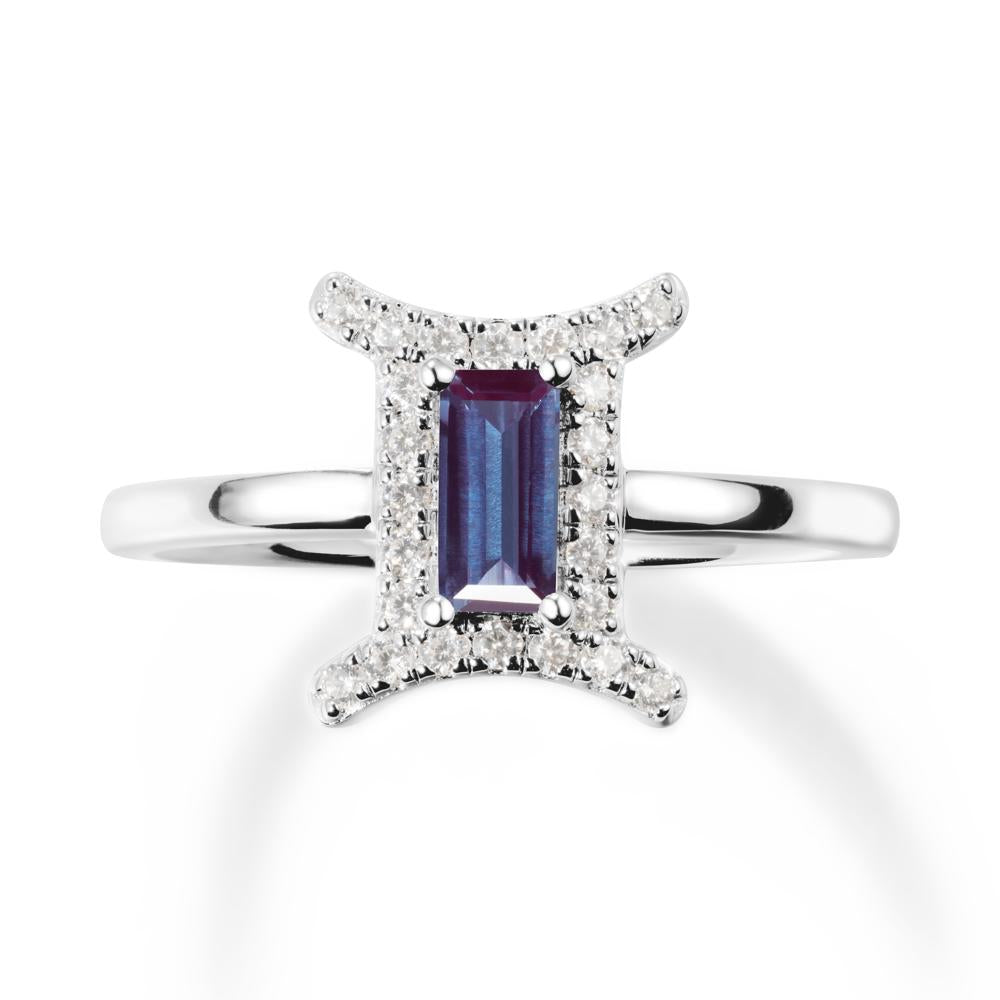 Alexandrite Gemini Zodiac Halo Ring-Kind & Curious - LUO Jewelry #metal_18k white gold
