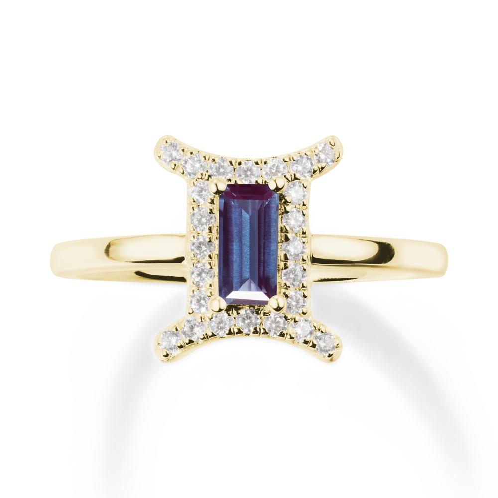 Alexandrite Gemini Zodiac Halo Ring-Kind & Curious - LUO Jewelry #metal_18k yellow gold