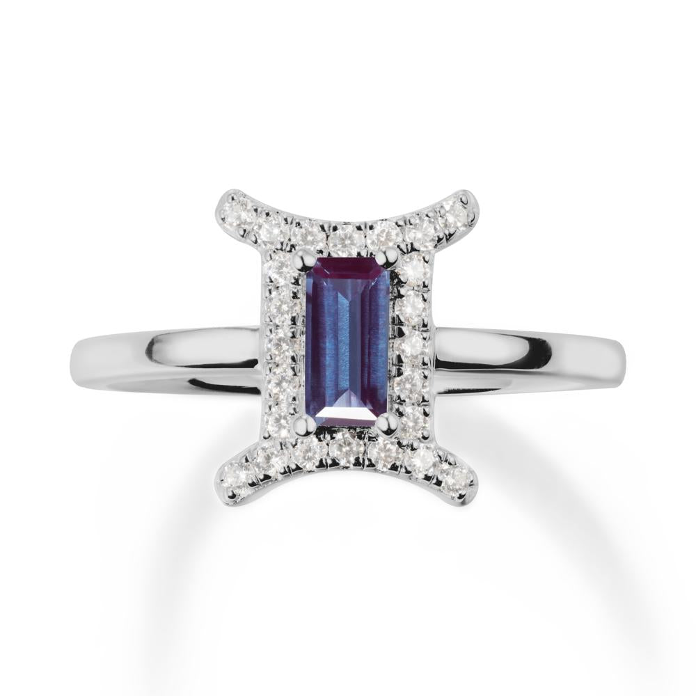 Alexandrite Gemini Zodiac Halo Ring-Kind & Curious - LUO Jewelry #metal_platinum