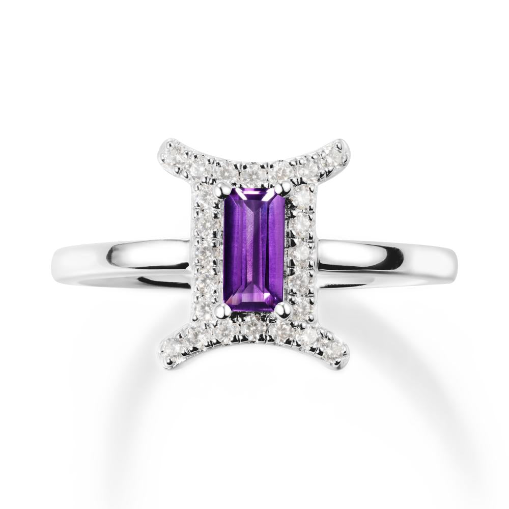 Baguette Amethyst Ring In 14K Yellow Gold - LUO Jewelry #metal_14k white gold