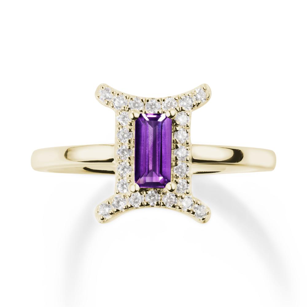 Baguette Amethyst Ring In 14K Yellow Gold - LUO Jewelry #metal_14k yellow gold