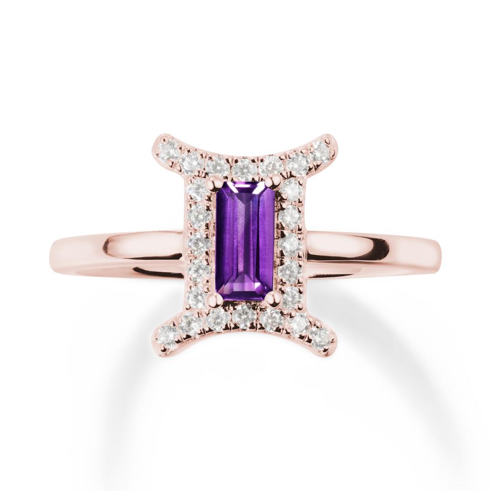 Baguette Amethyst Ring In 14K Yellow Gold - LUO Jewelry #metal_18k rose gold
