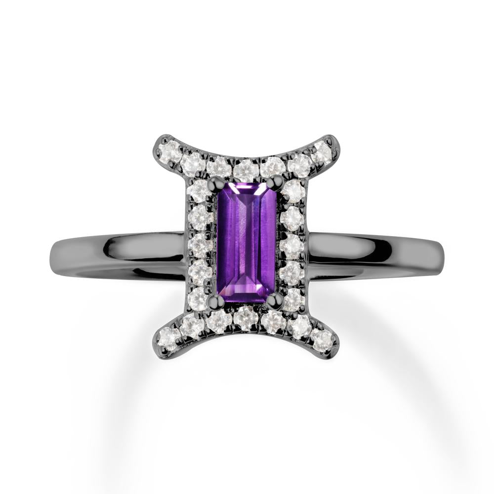 Baguette Amethyst Ring In 14K Yellow Gold - LUO Jewelry #metal_black finish sterling silver